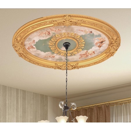 Cling 44 in. Cherubs Sky Oval Chandelier Ceiling Medallion, Multi Color CL3190668